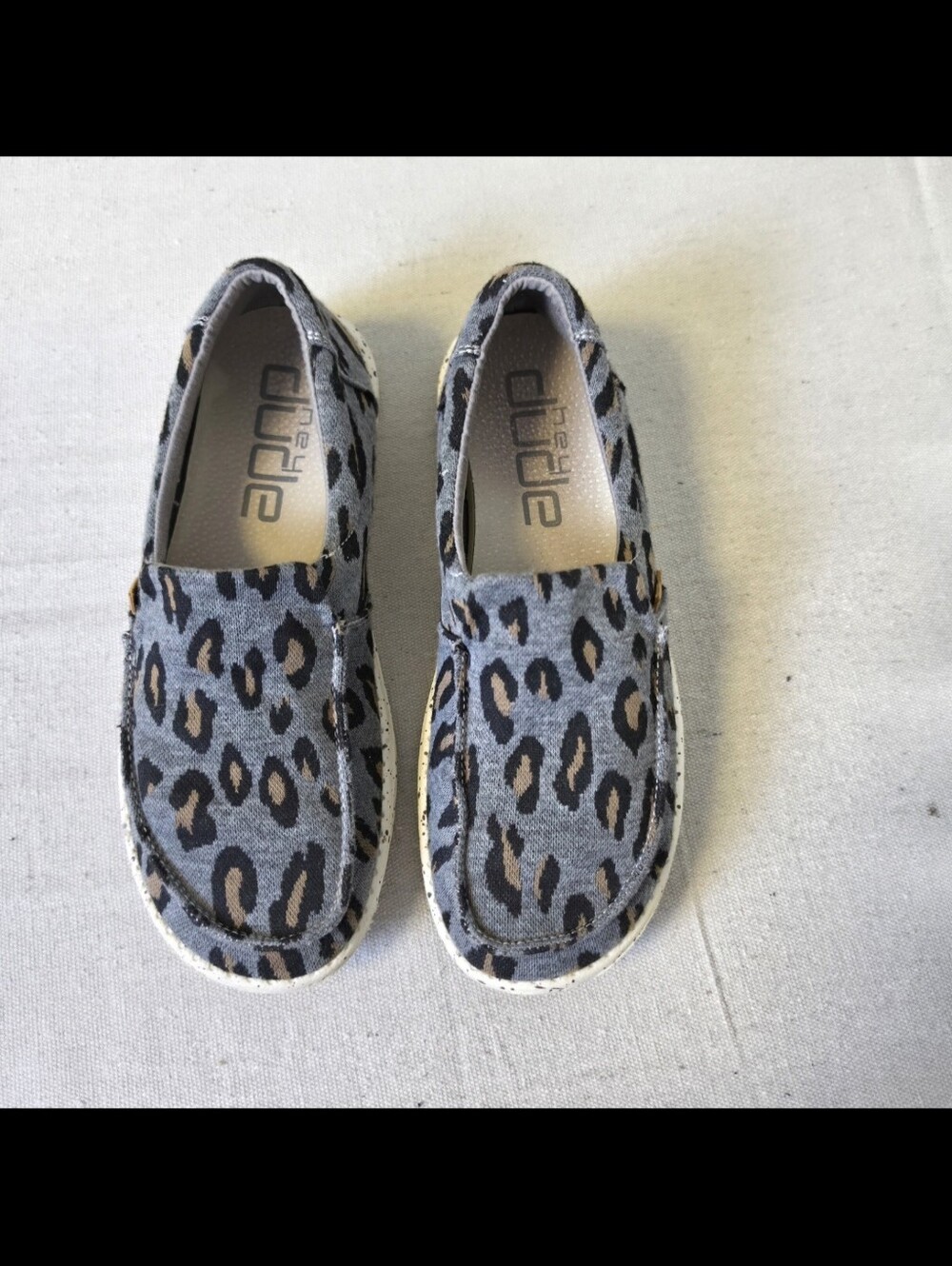 Hey Dude Misty Charcoal Cheetah Slip-on Shoes Women's Size 8